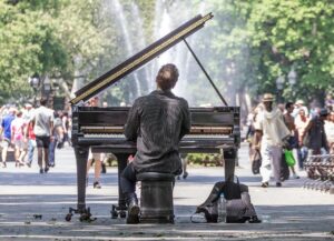 manhattan, concert, solo, piano, park, lonely, new york, washington square park, artist, loneliness, instrument, music, musician, performance, performing, piano, piano, piano, piano, piano, new york